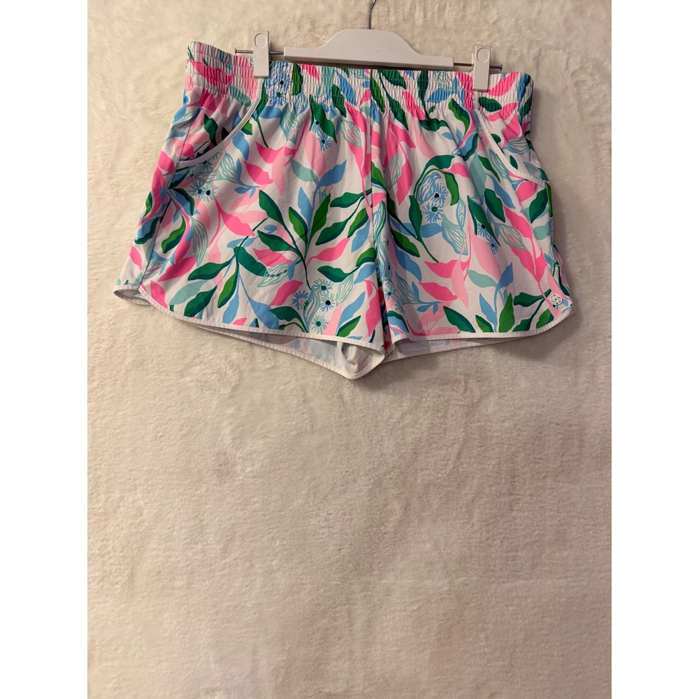 Lilly Pulitzer Luxletic Women XL Tropical Floral Athletic Active Shorts Pink
